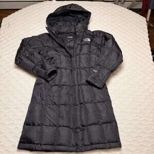 The North Face 600 Down Coat Long Trench Puffer Hooded Jacket Black Womens XS